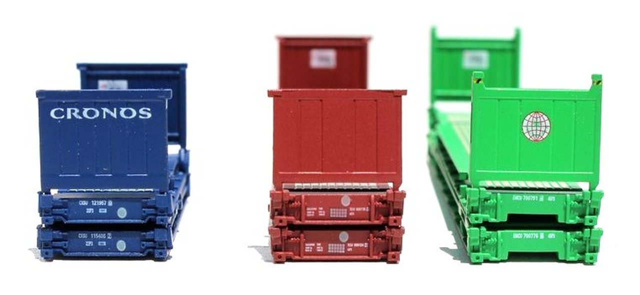 N Scale - Jacksonville Terminal - 402552 - Container, Flat Rack - Various - 6-Pack