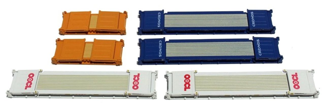 N Scale - Jacksonville Terminal - 402551 - Container, Flat Rack - Various - 6-Pack