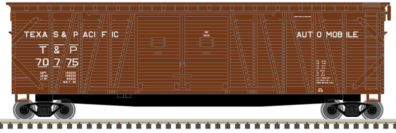 N Scale - Atlas - 50 004 995 - Boxcar, 50 Foot, Wood, Double-Door - Texas and Pacific - 70775