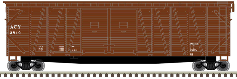 N Scale - Atlas - 50 004 988   - Boxcar, 50 Foot, Wood, Double-Door - Akron Canton & Youngstown - 3808