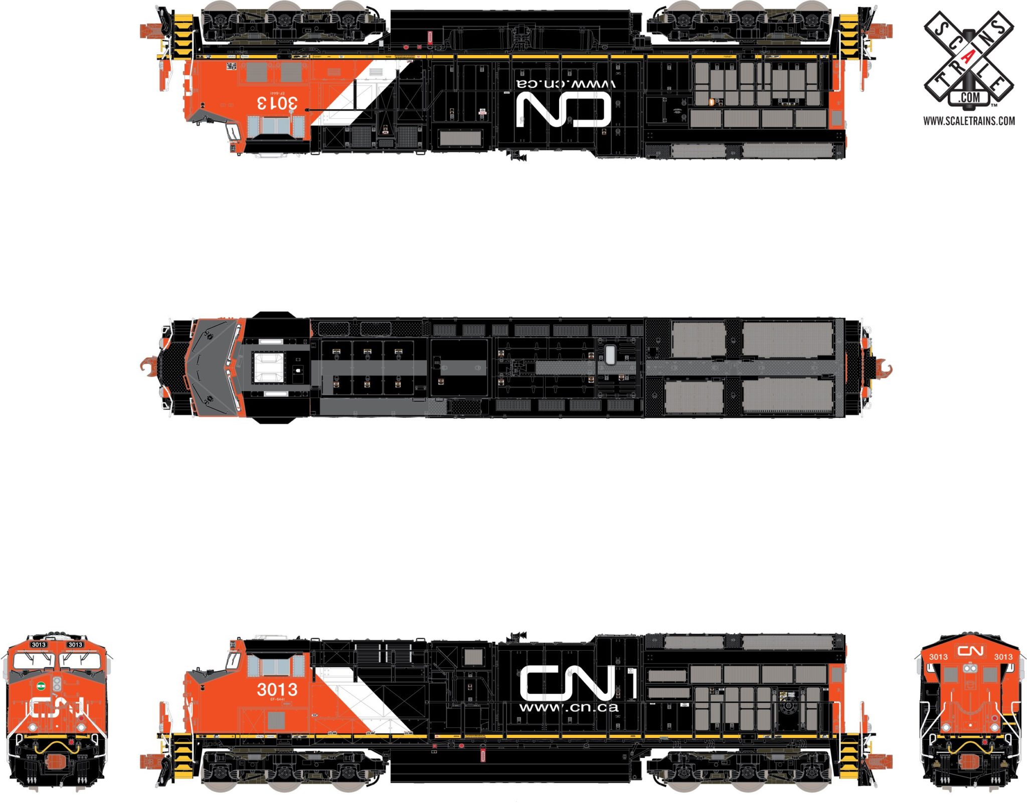 N Scale - ScaleTrains.com - SXT31000 - Locomotive, Diesel, GE GEVO - Canadian National - 3013
