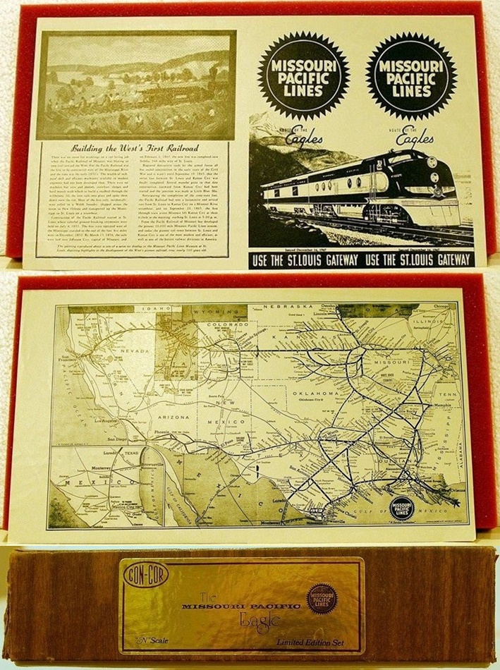 N Scale - Con-Cor - Limited Edition Set # 7 - Passenger Train, Diesel, North American, Transition Era - Missouri Pacific - 9-Unit