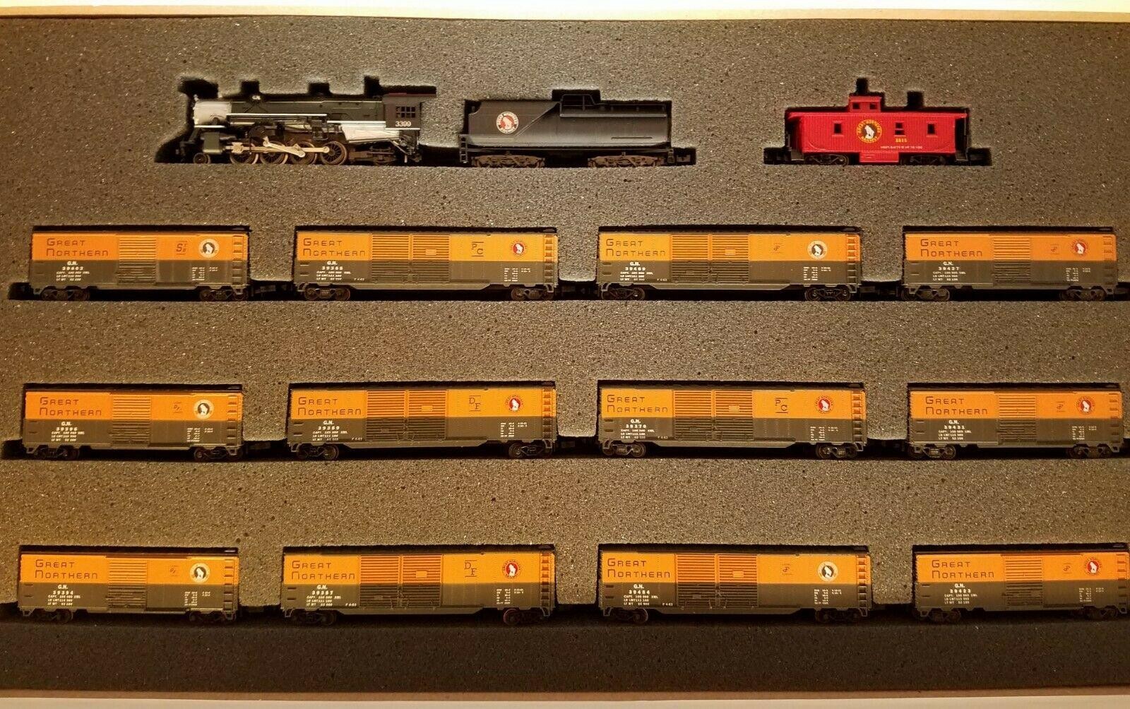 N Scale - Con-Cor - Limited Edition Set #34 / 8518 - Freight Train, Steam, North American, Transition Era - Great Northern - 14-Unit