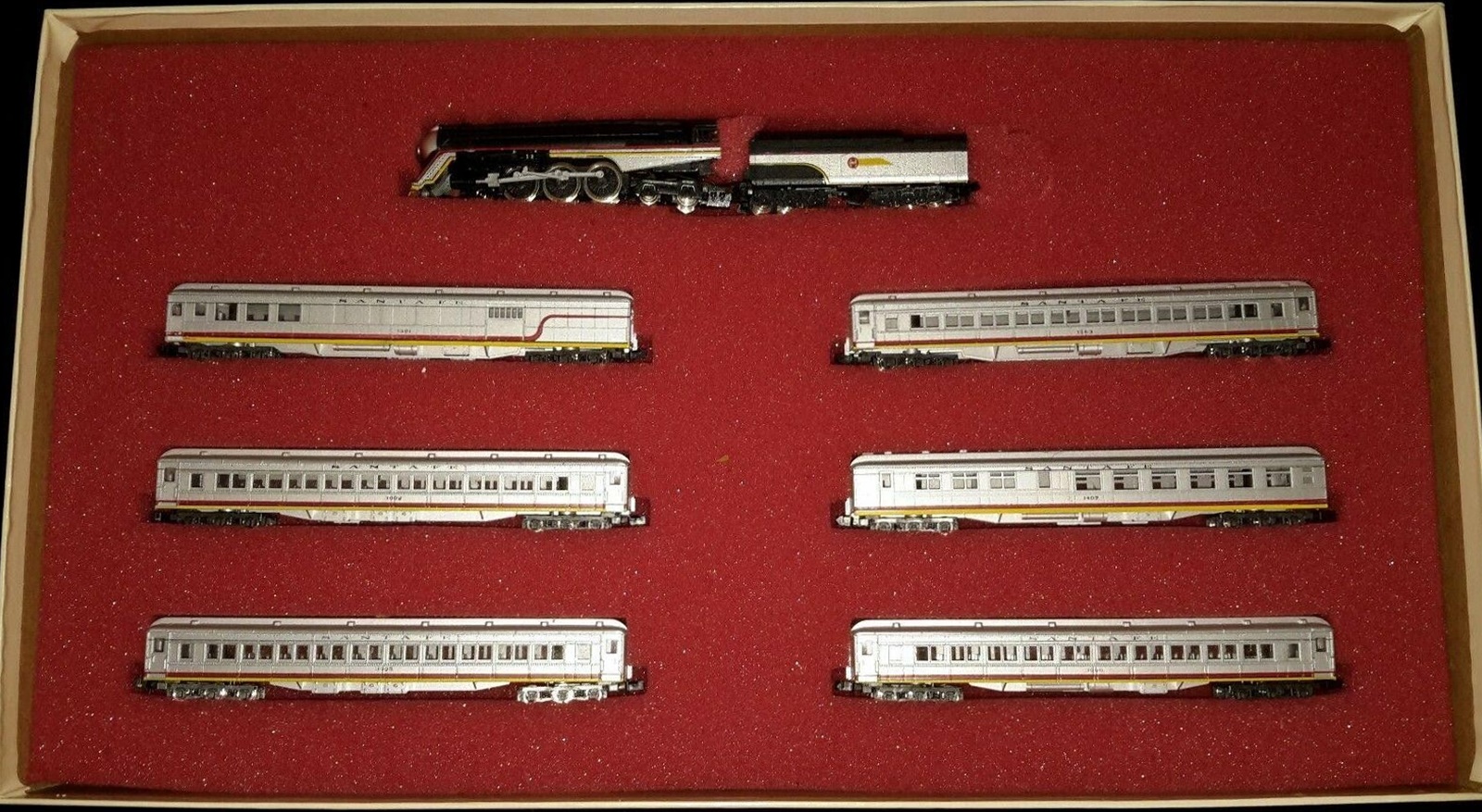 N Scale - Con-Cor - Limited Edition Set #24 / 8506 - Passenger Train, Steam, North American, Transition - Santa Fe - 7-Unit