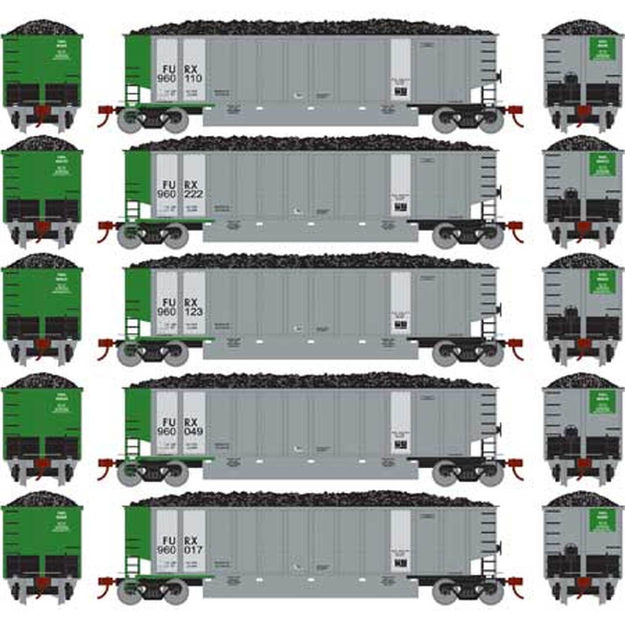 N Scale - Athearn - 25014 - Gondola, Bathtub, Bethgon Coalporter - First Union Rail - Multipack
