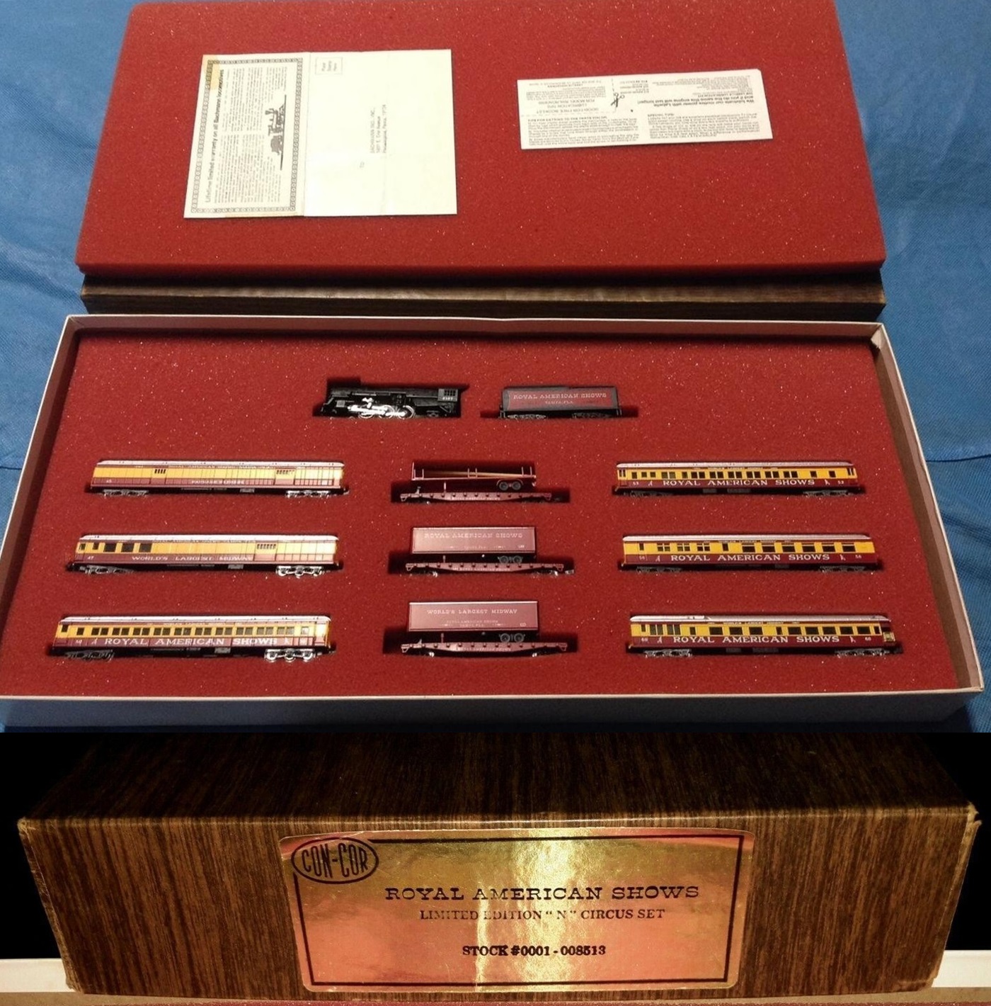 N Scale - Con-Cor - Limited Edition Set #30 / 8513 - Passenger Train, Steam, North American, Transition - Royal American Shows - 10-Unit