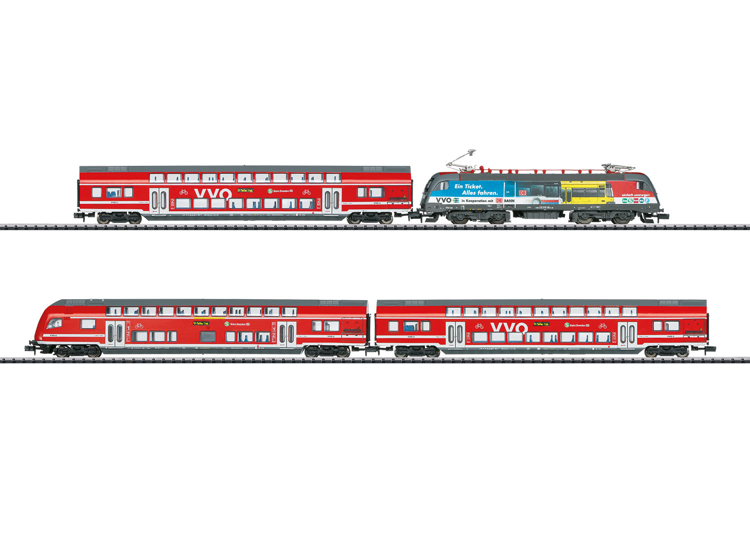 N Scale - Minitrix - 11630 - Passenger Train, Electric, Europe, Epoch VI - VVO (Dresden S-Bahn) - 4-Pack