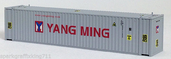 N Scale - Con-Cor - 0004-044101 - Container, Intermodal, 45 Foot, Corrugated - Yang Ming - 2-Pack