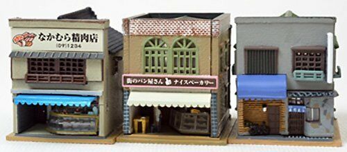 N Scale - Tomytec - 131-2 - 3 retail shop buildings - Painted/Unlettered