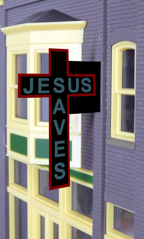 N Scale - Miller Engineering - 9072 - Structure, Billboard, Window Sign - Painted/Unlettered - Jesus Saves