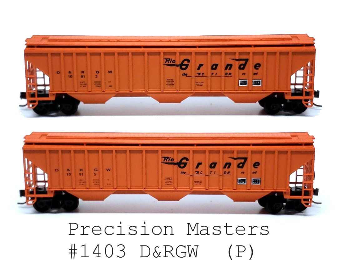 N Scale - Precision Masters - 1403 - Covered Hopper, 3-Bay, PS-2-CD 4750 - Rio Grande - Multi