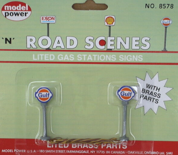 N Scale - Model Power - 8578 - Gas Station Signs - Gulf