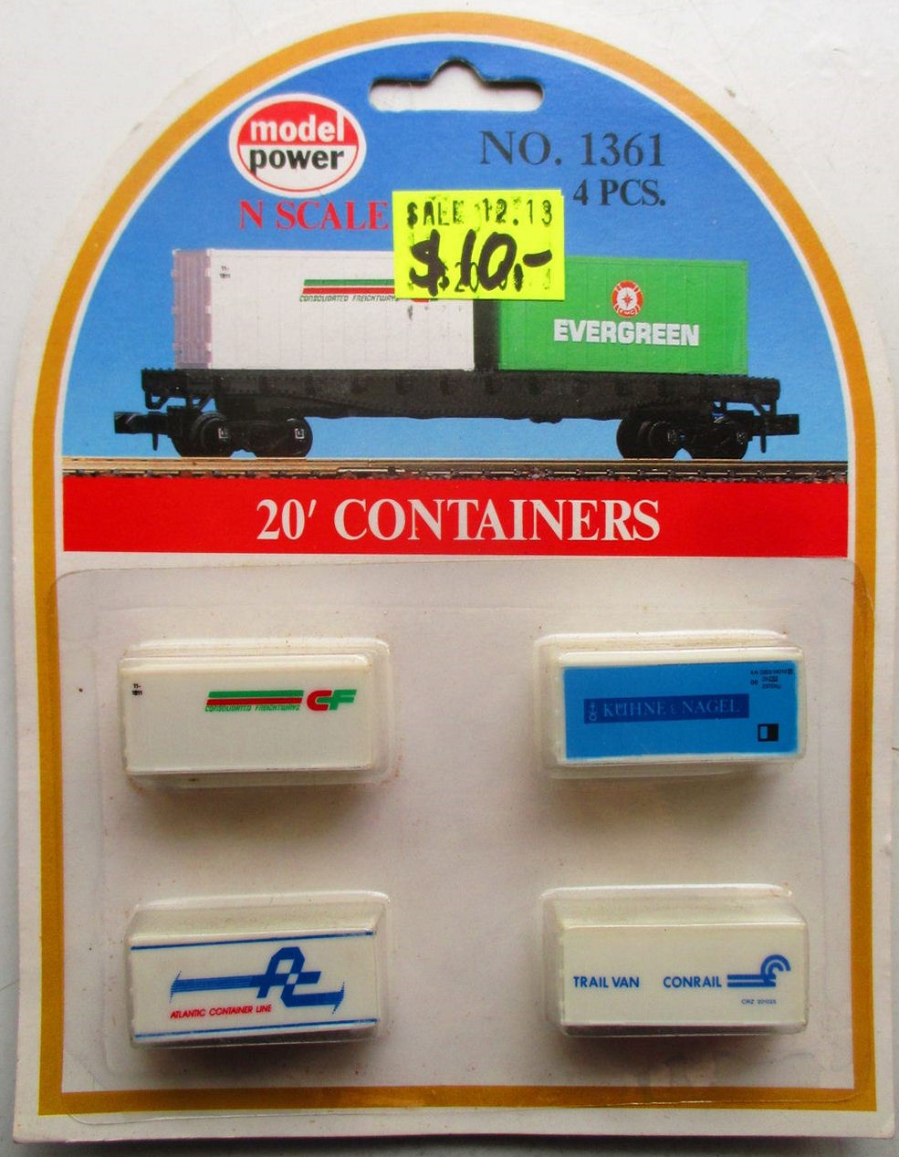 N Scale - Model Power - 1361 - Container, 20 Foot, Corrugated, Dry - Painted/Unlettered - 4-Pack