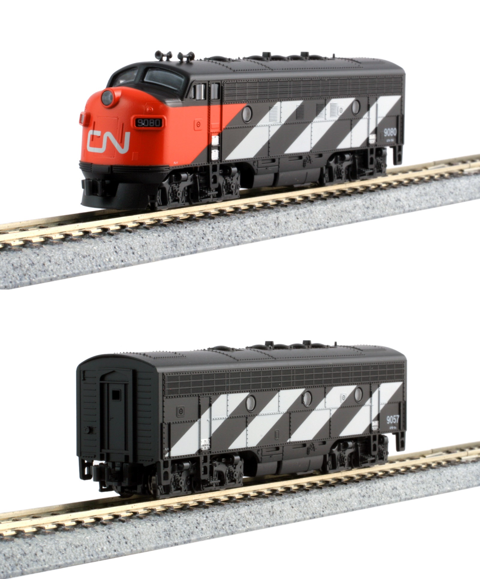 N Scale - Kato USA - 106-0425 - Locomotive, Diesel, EMD F7 - Canadian National - 9080 & 9057