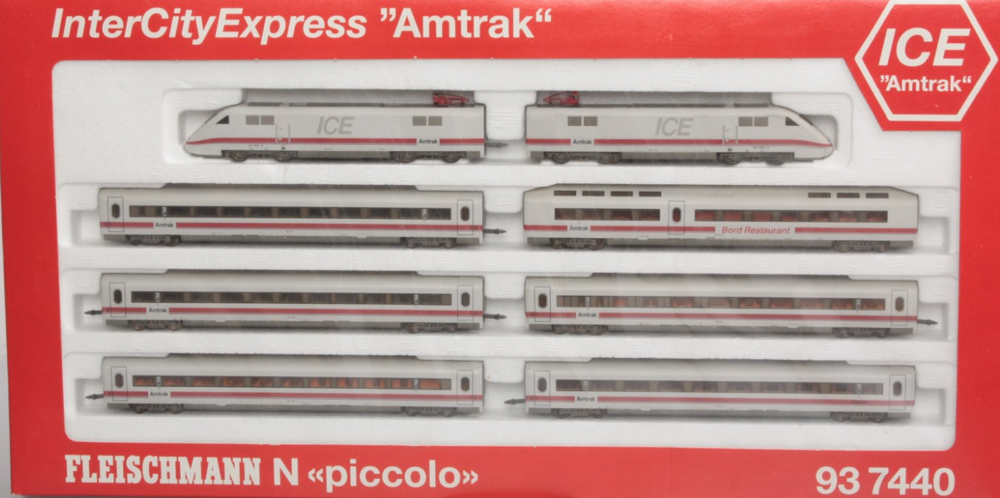 N Scale - Fleischmann - 937440 - Passenger Train, Electric, ICE - Amtrak - 8-Pack