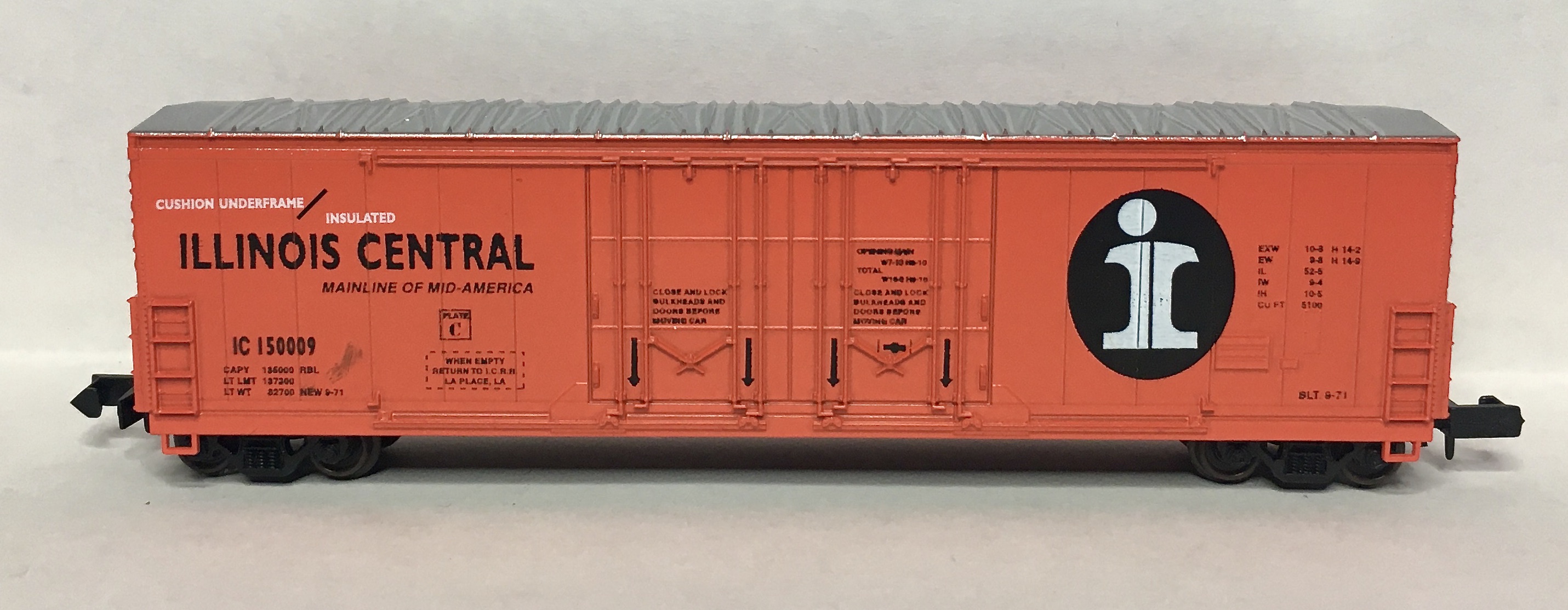N Scale - The Freight Yard - 9924C - Boxcar, 53 Foot, Evans Double Plug Door - Illinois Central - 150009