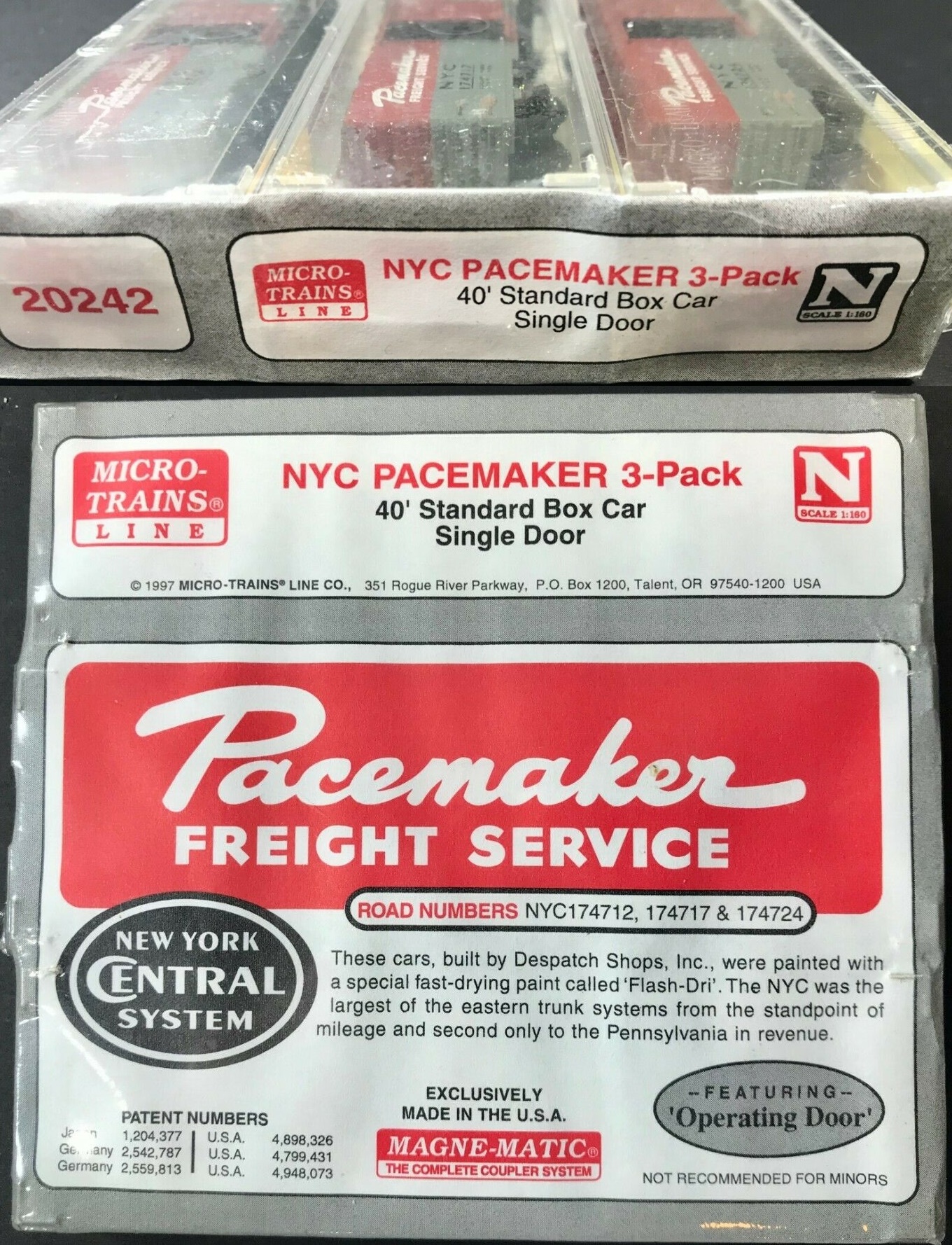N Scale - Micro-Trains - 20242 - Boxcar, 40 Foot, PS-1 - New York Central - 3-pack