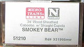 N Scale - Micro-Trains - 51210 - Caboose, Cupola, Wood - Smokey Bear - X51998
