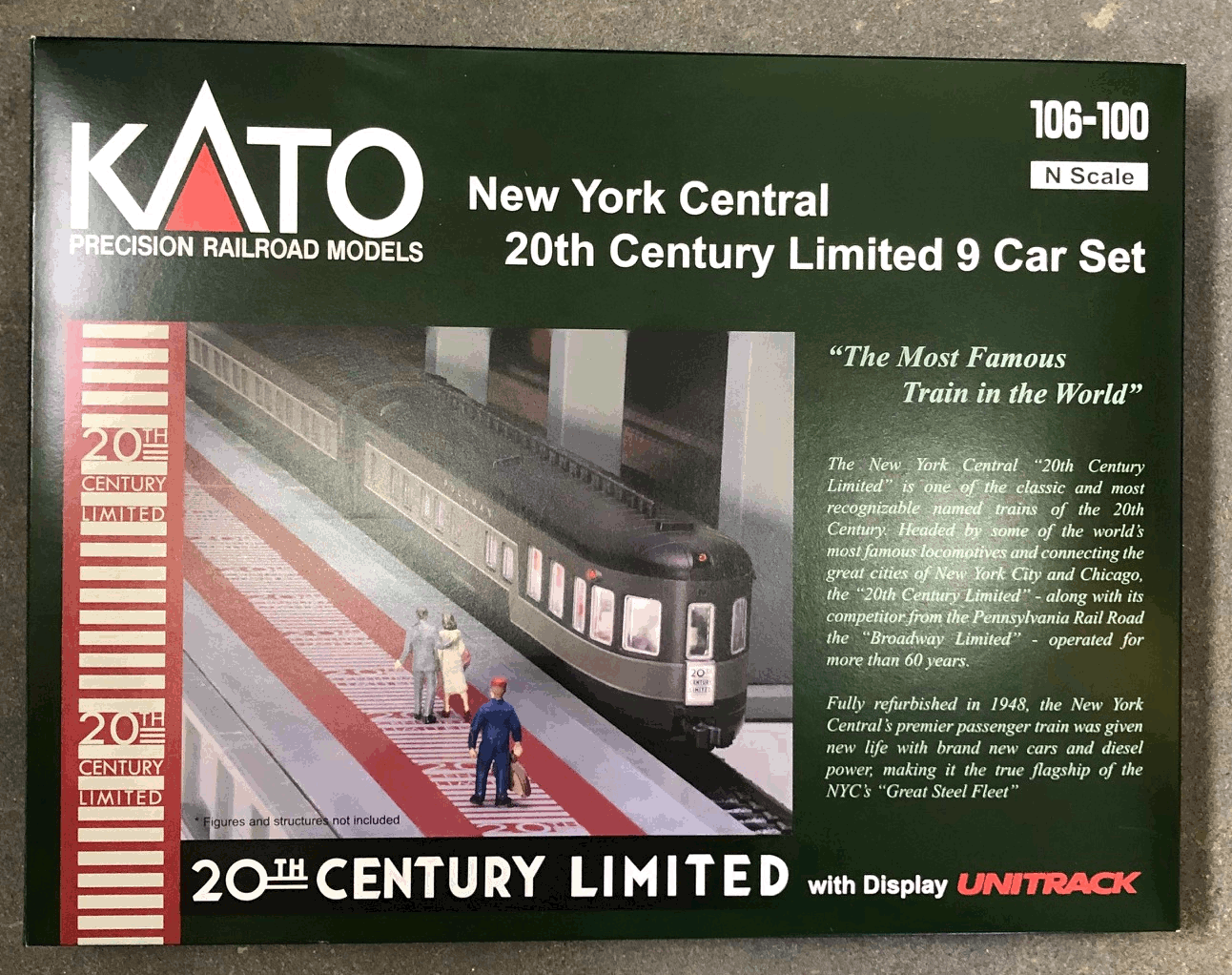 N Scale - Kato USA - 106-100-1 - New York Central “20th Century Limited” - New York Central - 9-Car Set with Interior Lighting Pre-Installed