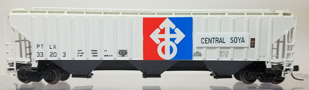 N Scale - InterMountain - 1115-3B - Covered Hopper, 3-Bay, PS2-CD 4750 - Central Soya - 33203,33778,33780