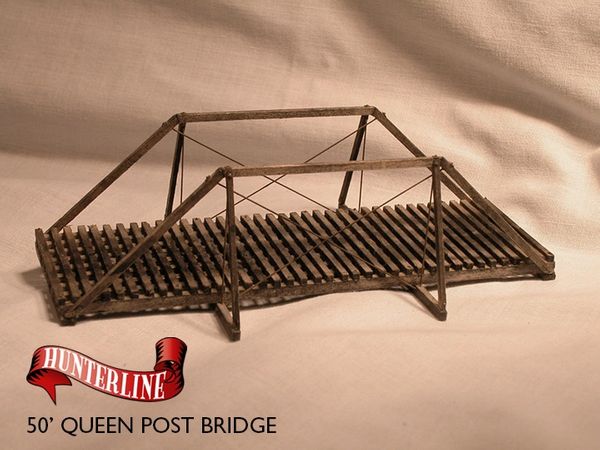N Scale - Hunterline - HTLTRUSS-6 - Structure, Wooden Bridge, Truss - Bridges and Piers - 50 Foot Queen Post Truss