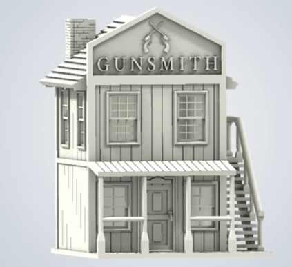 N Scale - B&T Model - Gunsmith Shop - Structures. American Old West - Commercial Structures - Gunsmith Shop