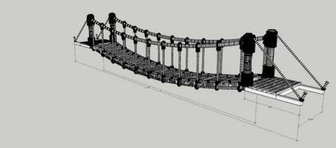 N Scale - B&T Model - Rope Bridge A - Structures. American Old West - Scenery - Rope Bridge – 2.75″ long X 5/16″ Wide – 2″ Span