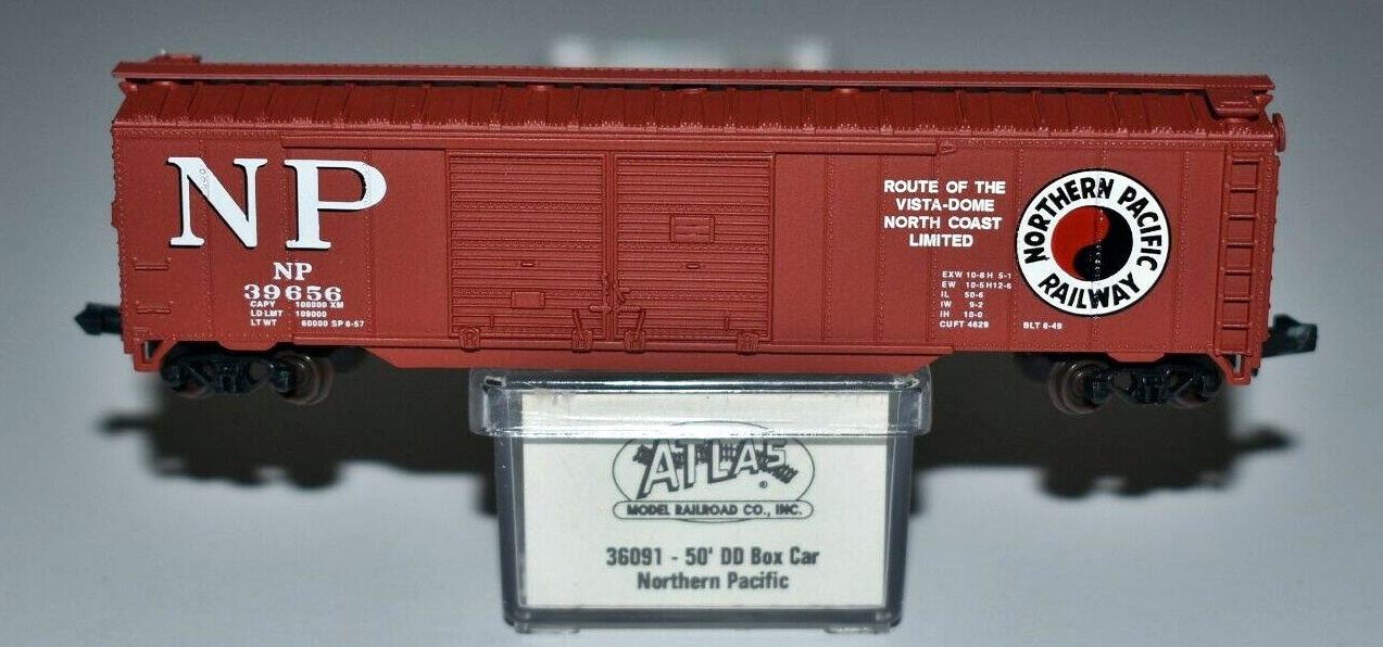 N Scale - Atlas - 36091 - Boxcar, 50 Foot, Steel, Double Door - Northern Pacific - 39656