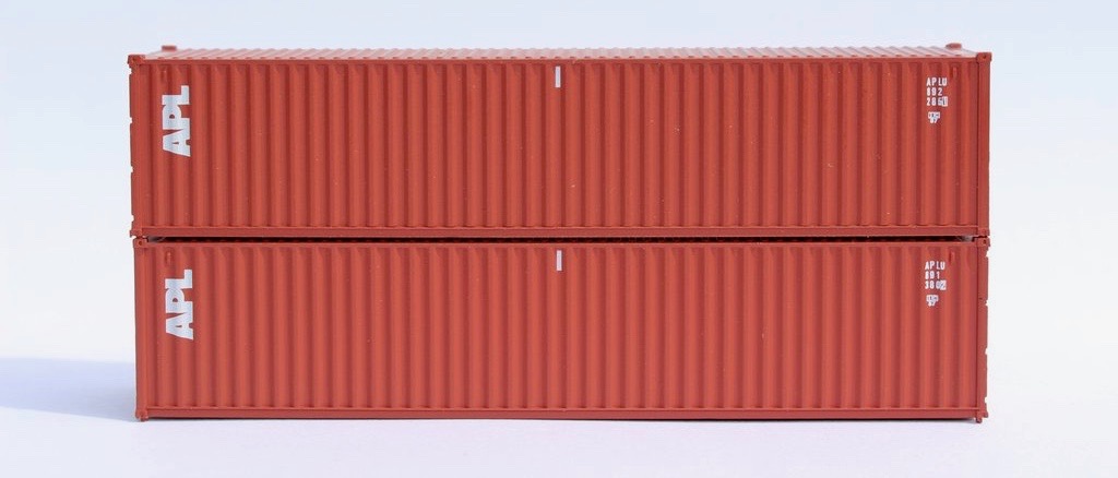 N Scale - Jacksonville Terminal - 405302 - Container, 40 Foot, Corrugated, Dry - APL Logistics - 2-Pack