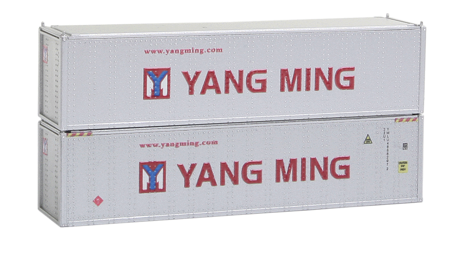 N Scale - Con-Cor - 0004-043002 - Container, 40 Foot, Hi-Cube - Yang Ming - 2-Pack