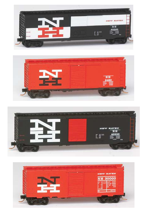 N Scale - Micro-Trains - NSC MTL 07-24 - Boxcar, 40 foot, 50 foot, PS-1 - New Haven - 4-Pack