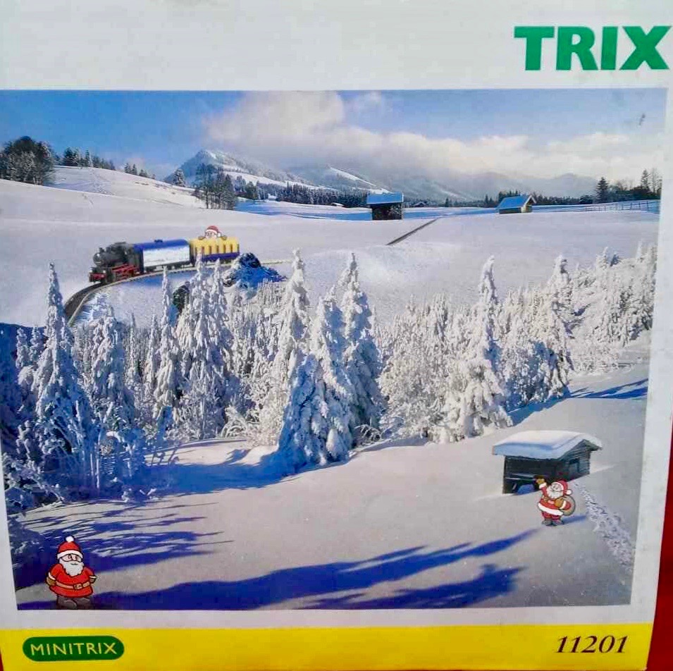 N Scale - Minitrix - 11201 - Passenger Train, Steam, Europe, Epoch II - Merry Christmas - 3-Unit Christmas Starter Set