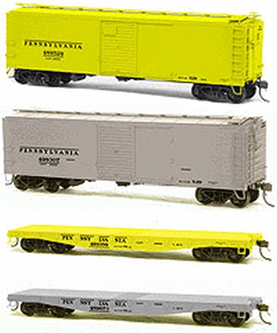 N Scale - Red Caboose - RM-9532 - MOW, X29 Boxcar, Flatcar - Pennsylvania - 4-Pack