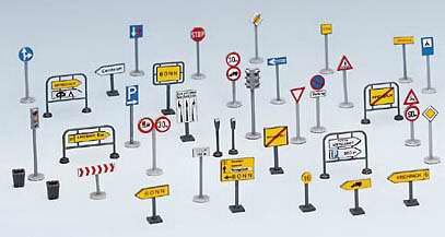 N Scale - Faller - 272538 - Details, Traffic Signs, European - Scenery