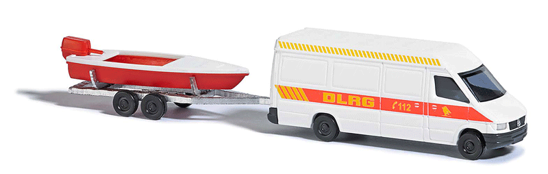 N Scale - Busch - 8337 - Vehicle, Cargo Van, Boat - Painted/Lettered - 2-Pack