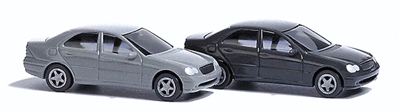 N Scale - Busch - 8319 - Vehicle, Mercedes Benz, Sedan - Painted/Unlettered - 2-Pack