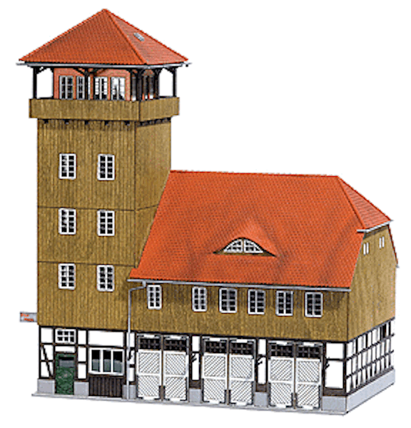 N Scale - Busch - 8240 - Structure, Building, Fire Department - Fire and Rescue