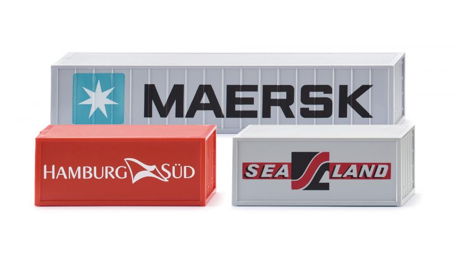 N Scale - Wiking - 095004 - Intermodal, Containers, 40 foot, 20 Foot - Painted/Lettered - 3-Pack