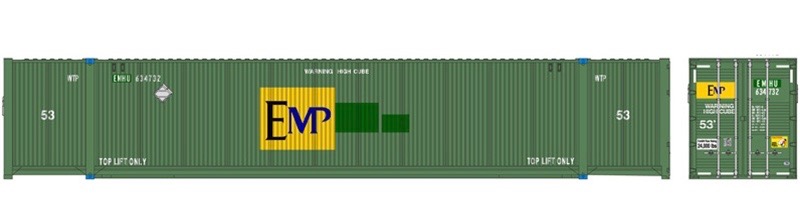 N Scale - Atlas - 50 005 944 - Container, 53 Foot, Corrugated - EMP - 3-Pack