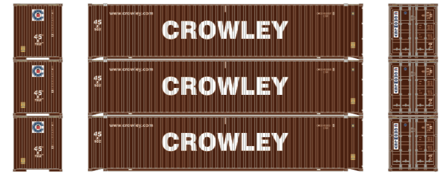 N Scale - Athearn - 17895 - Container, 45 Foot - Crowley - 3-Pack