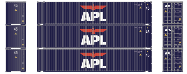 N Scale - Athearn - 17898 - Container, 45 Foot - APL Logistics - 3-Pack