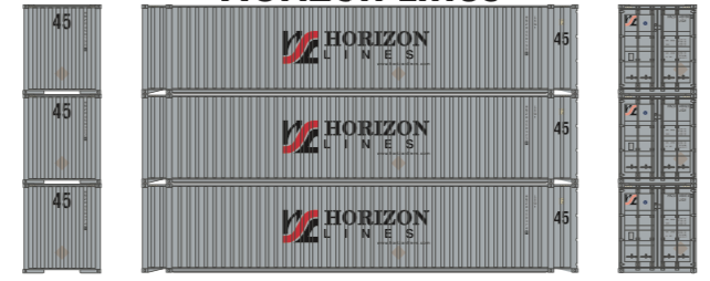 N Scale - Athearn - 17890 - Container, 45 Foot - Horizon Lines - 3-Pack
