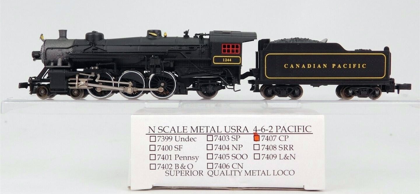 N Scale - Model Power - 7407 - Locomotive, Steam, 4-6-2, Pacific - Canadian Pacific - 1244