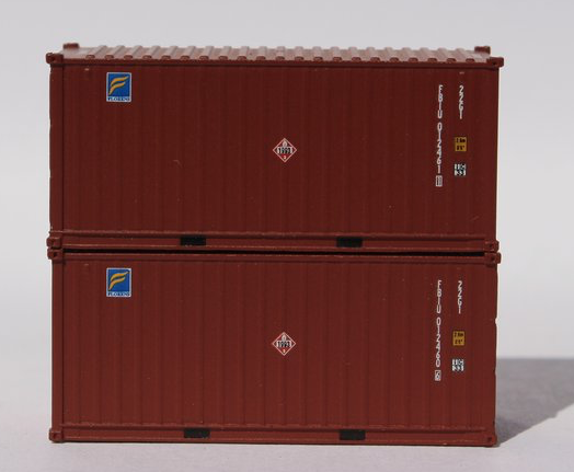 N Scale - Jacksonville Terminal - 205325 - Container, 20 Foot, Corrugated, Dry - Florens - 2-Pack