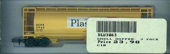 N Scale - Delaware Valley - 3063 - Covered Hopper, 3-Bay, Cylindrical - Shell Oil - 3502