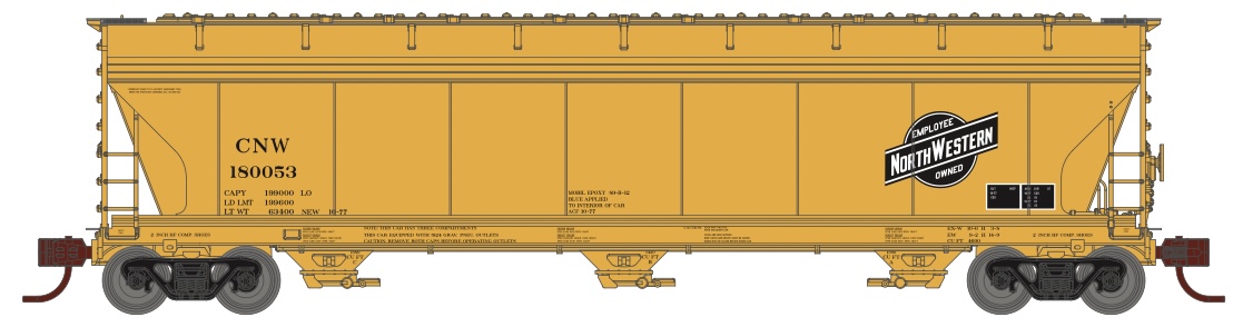 N Scale - Athearn - 8493 - Covered Hopper, 3-Bay, ACF 4600 - Chicago & North Western - 3-Pack
