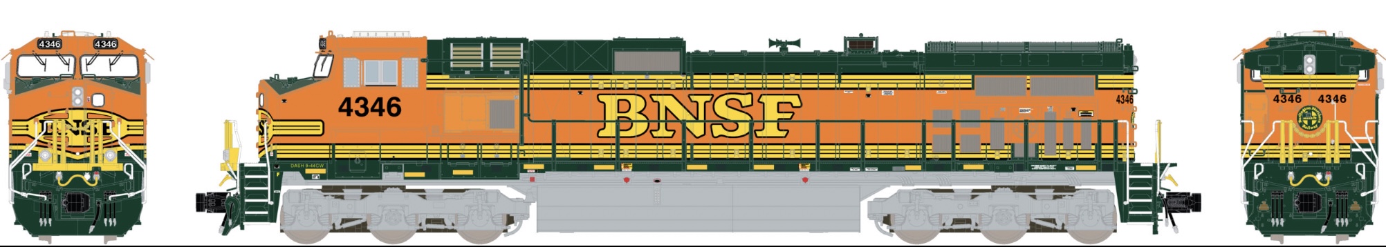 N Scale - ScaleTrains - SXT32555 - Locomotive, Diesel, GE C44-9W - Burlington Northern Santa Fe - 4346