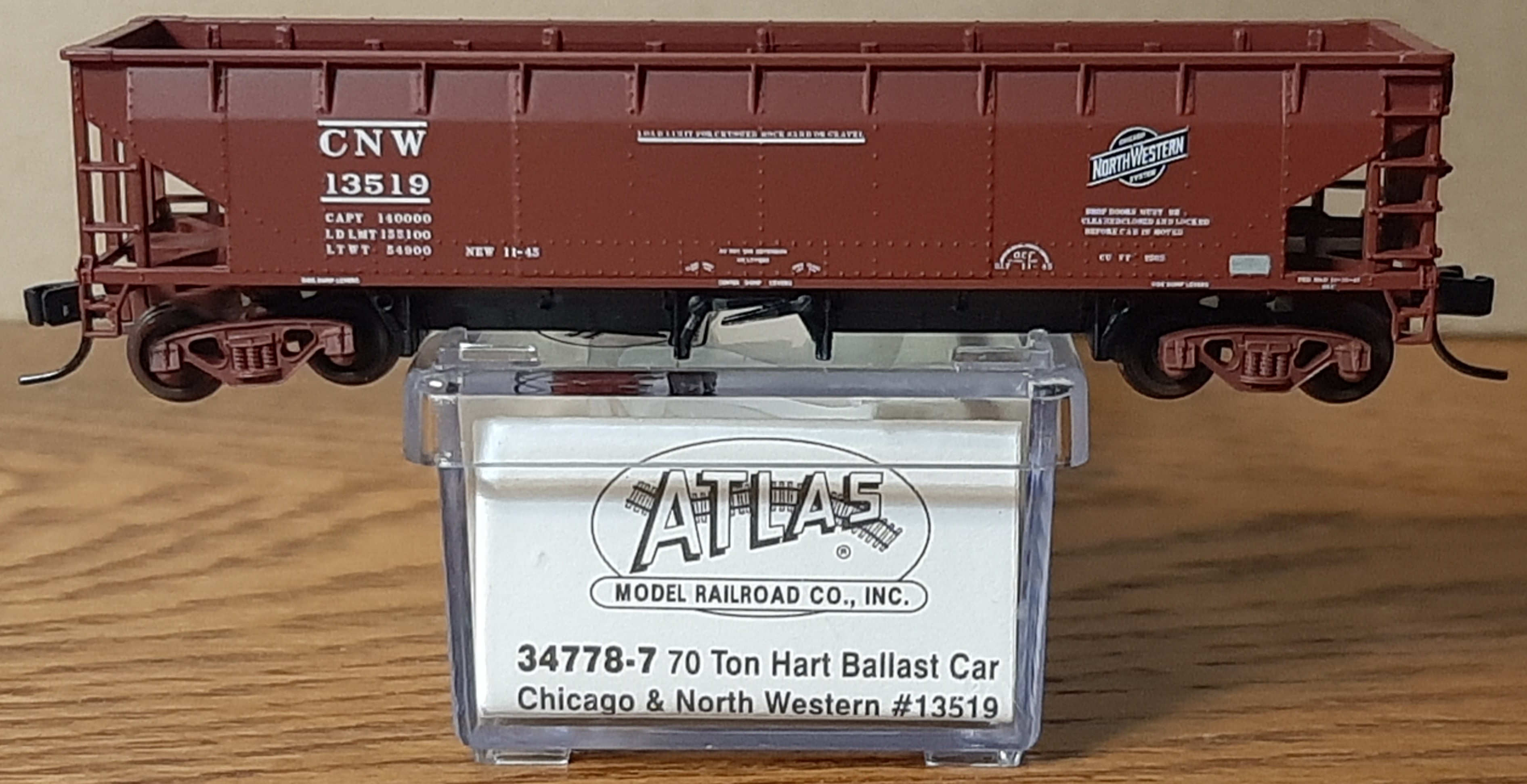 N Scale - Atlas - 34778-7 - Open Hopper, ACF Hart Ballast, 70 Ton - Chicago & North Western - 13519
