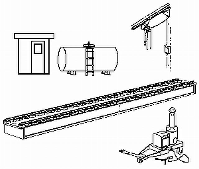 N Scale - Stewart Products - 1211 - Accessories, Railroad, Diesel Facility - Undecorated