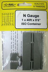 N Scale - C-Rail-Intermodal - N-40f-kit - Container, 40 Foot, Corrugated, Dry - Undecorated